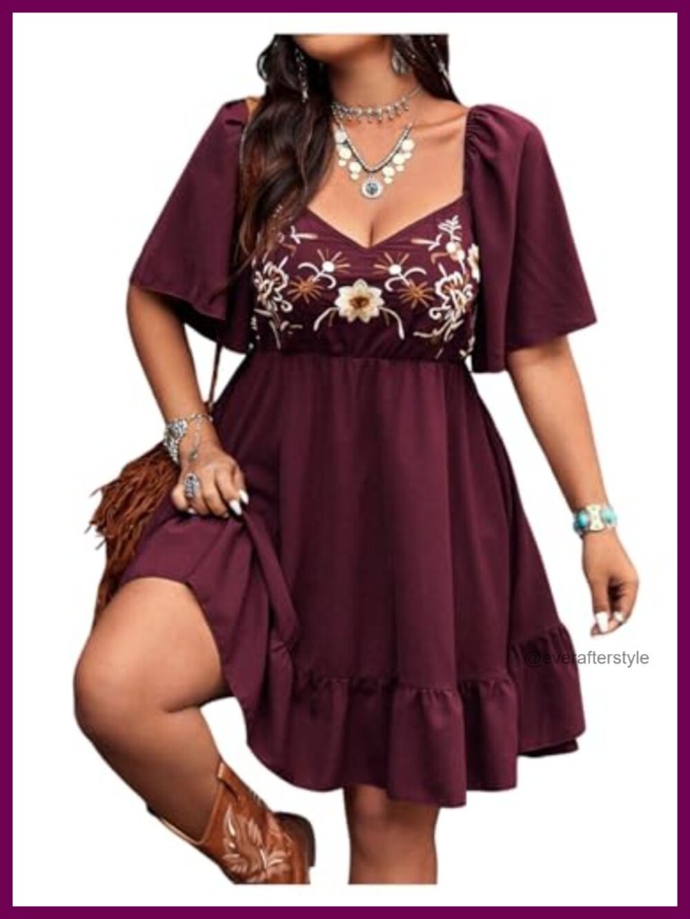 Women's Floral Embroidered Sweetheart Neck A Line Dress